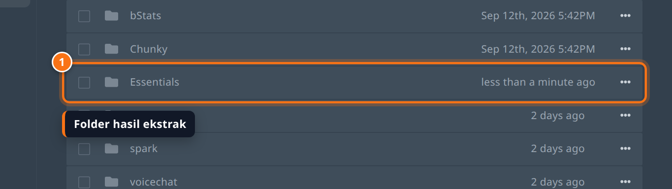 Folder Essentials muncul di dalam folder plugins setelah ekstrak