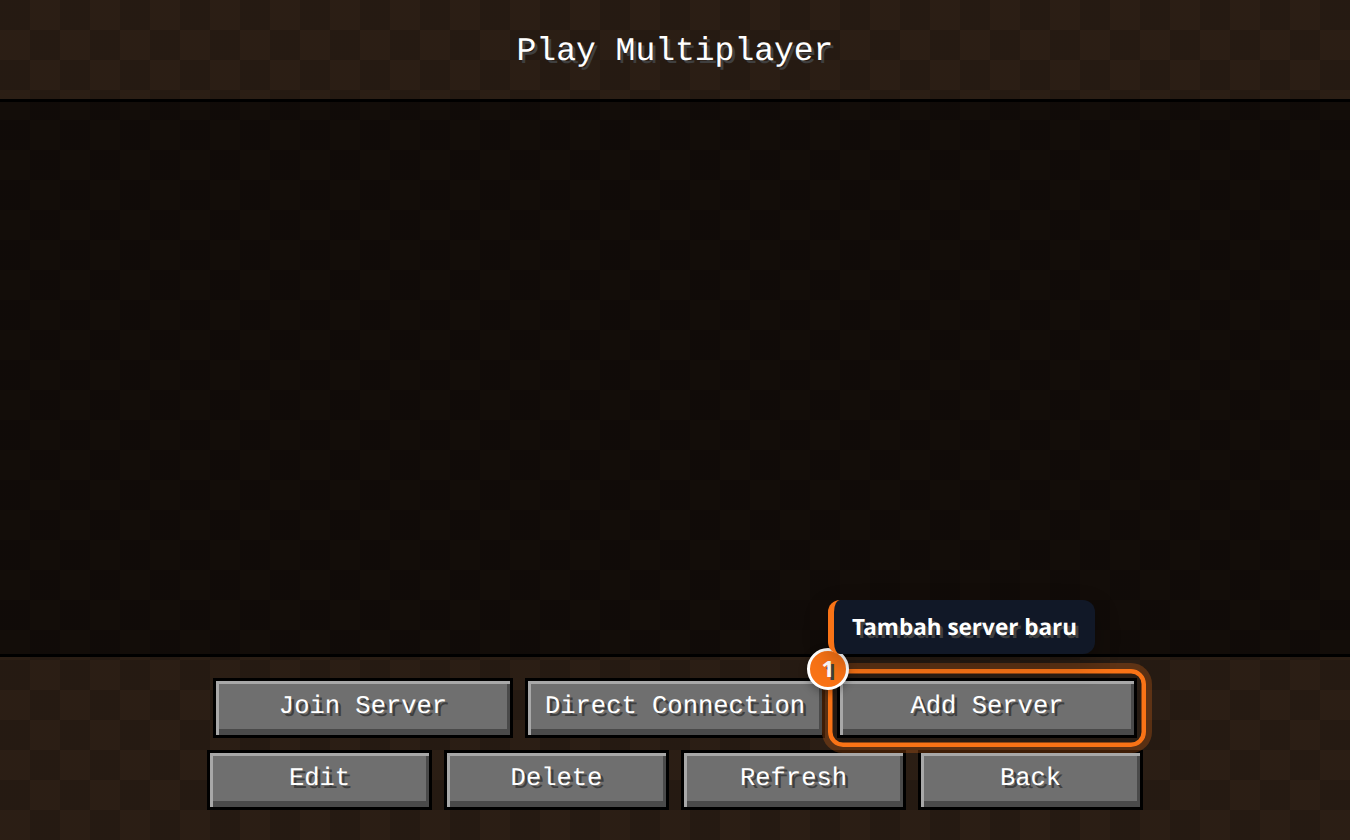Layar Play Multiplayer Minecraft Java dengan tombol Add Server disorot