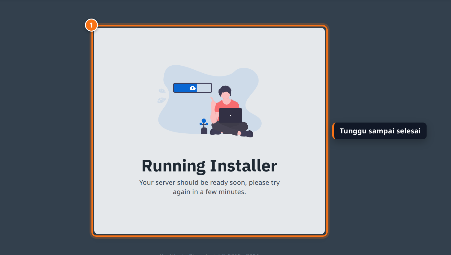 Layar Running Installer saat modpack sedang dipasang
