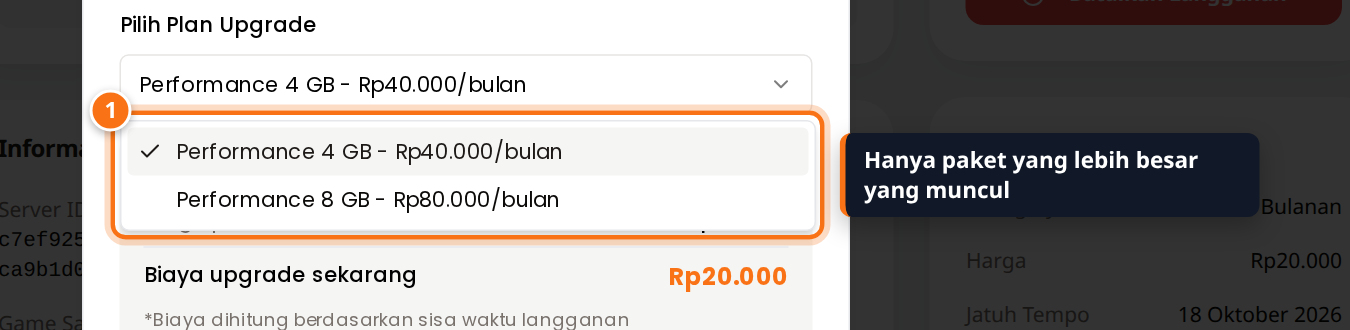 Daftar paket upgrade Performance 4 GB dan Performance 8 GB beserta harga per bulan